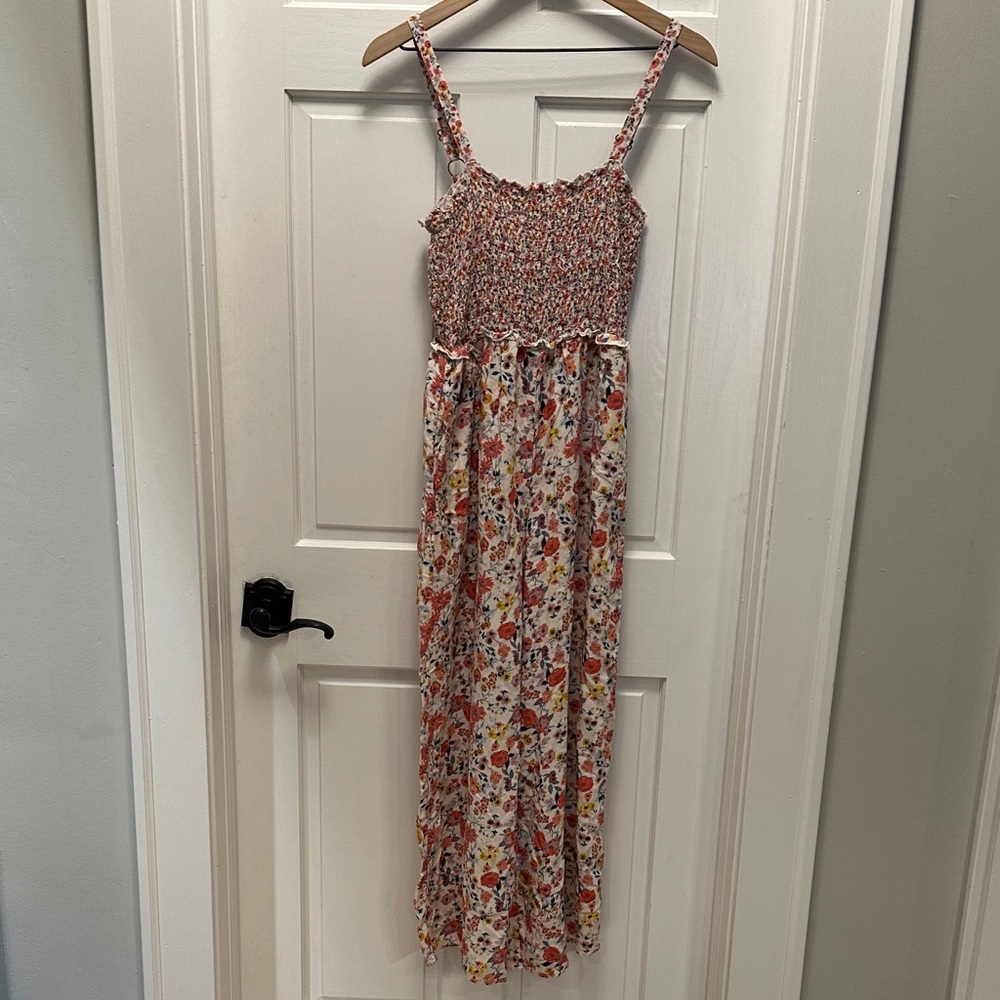 Mi Ami Women's Medium Flocked Multicolor Floral Jumpsuit - Picture 2 of 11